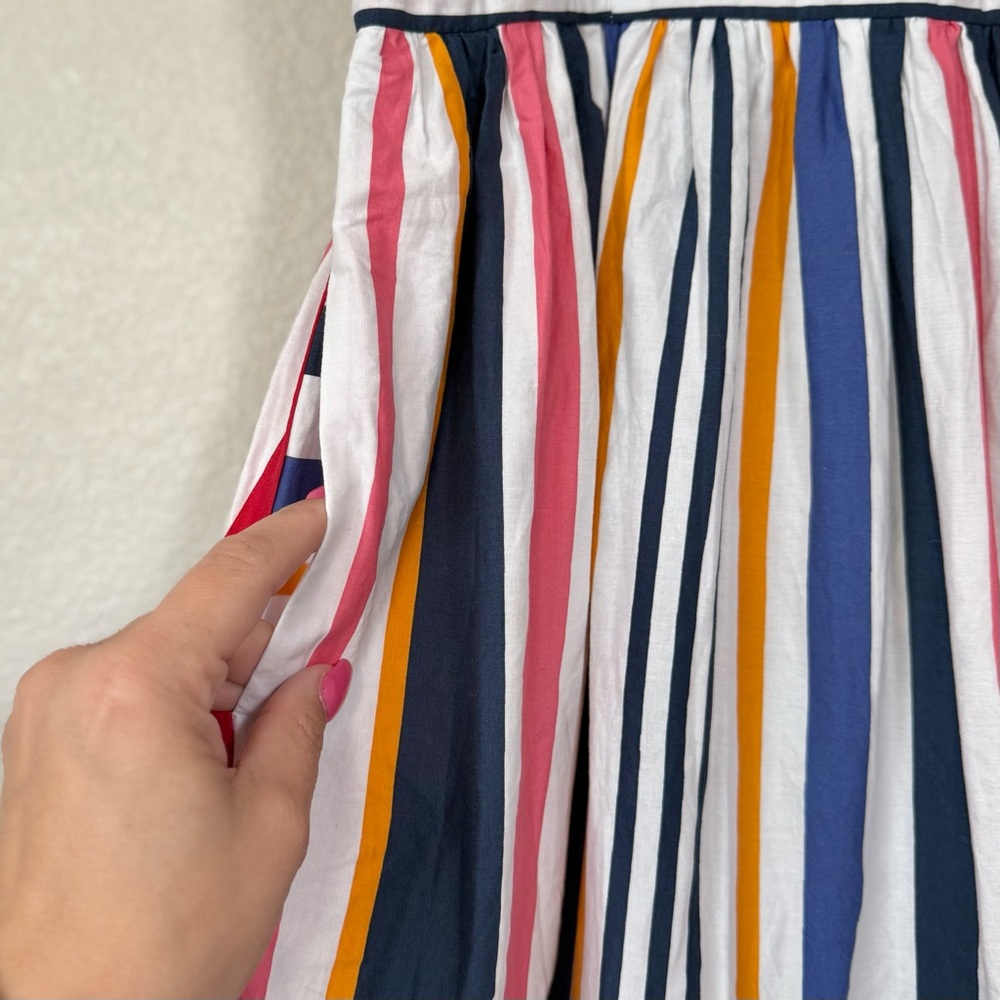 VINCE CAMUTO 8 Rainbow Mixed Stripe Tiered Midi Pocket Dress • Striped Sundress - Picture 8 of 15